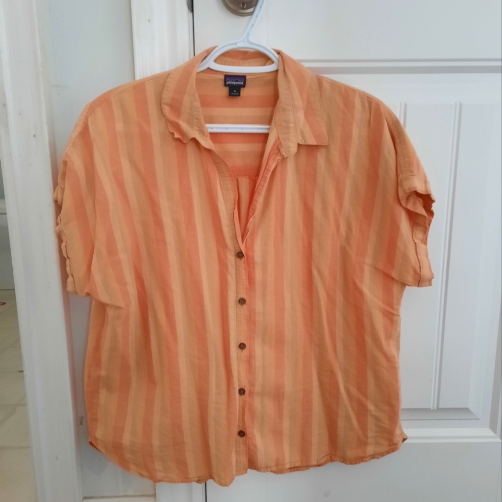 Casual Orange Striped Shirt